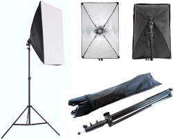 Draagbare fotografieset met softbox 60 × 40 cm en statief