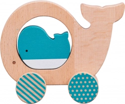 houten duwspeelgoed walvis met jong PETIT COLLAGE
