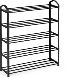 Metalen schoenenrek met 5 planken, zwart