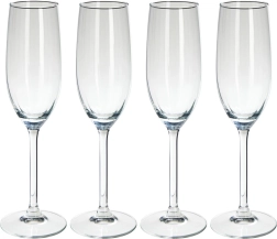 Glazen champagneglazen 210 ml, set van 4 stuks