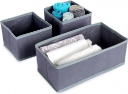 Textiele lade-organizers 3 stuks, grijs