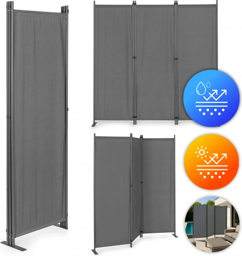 Opvouwbaar Driedelig Tuinscherm voor Binnen en Buiten 167x164 cm Grijs MultiGarden