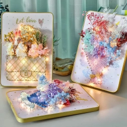 Creatieve string art-set met LED-licht 21 × 30 cm – handtas met bloemen