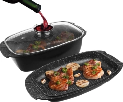 Granit bakblik 3-in-1 met deksel GRANDE 5 l, 39 × 22 cm