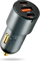 Autolader 60 W met USB‑C PD en USB QC3.0 (1× USB, 2× USB‑C) zwart