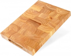 Houten snijplank van rubberhout 35 × 25 cm, dubbelzijdig met handgrepen
