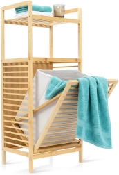 Bamboe badkamerrek met wasmand Vilde 40 × 30 × 95 cm