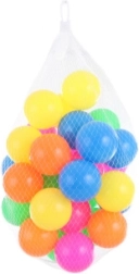 Gekleurde plastic ballen 6 cm in net, 30 stuks