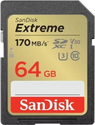Geheugenkaart SANDISK EXTREME SDXC 64GB 170/80 MB/s UHS-I U3 (SDSDXV2-064G-GNCIN)