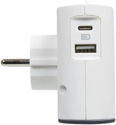 Verdeler 2x 2P + USB wit/zwart