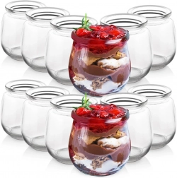 Set van glazen potjes voor yoghurt en desserts 200 ml, 12 stuks