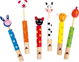 Houten kinderfluitje dieren