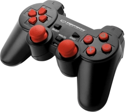 bedrade gamepad voor PS3 en pc met vibraties – zwart‑rood