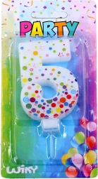 Feestkaars cijfer 5 met stippen