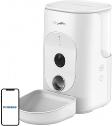 Dogness F15 slimme Wi‑Fi voerautomaat 4 l met camera en kunststof voerbak (wit)