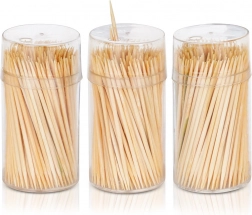 Bamboe tandenstokers 6,5 cm, 3×200 stuks in dispenser