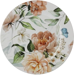 Rond onderbord met bloemendecor 33 cm – wit (verpakking 6 stuks)