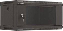 Wandgemonteerde 4U 19" rackkast Lanberg WF03, zwart, glazen deur