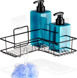 Hoekige zuignap-badkamerplank van zwart metaal VILDE