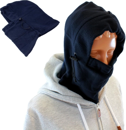 BQ42A Fleece bivakmuts met capuchon 3-in-1 BLAUW