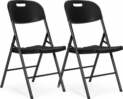 Set van 2 opvouwbare stoelen ModernHome, metalen constructie, HDPE, zwart