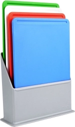 Kunststof snijplanken met houder 20,5 × 15 cm, set van 4 stuks