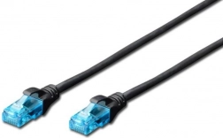 Patchkabel RJ45–RJ45 CAT5e U/UTP, 0,25 m, zwart