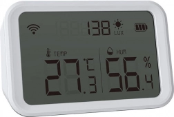 Temperatuur- en vochtigheidssensor met display en Wi-Fi-verbinding