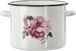 Geglazuurde pan 5,5 l, 22 cm, wit Pioen Laura