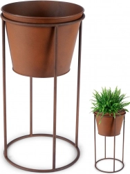 Metalen standaard met bloempot 44 cm in roestkleurige afwerking