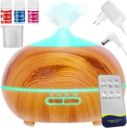 Aroma diffuser en ultrasone luchtbevochtiger 400 ml met ionisatie en LED, afstandsbediening + 3 oliën