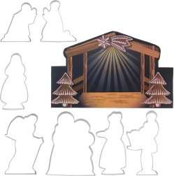 Set roestvrijstalen uitsteekvormpjes Kerst – kerststal scène, 7 stuks