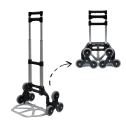 Opvouwbare aluminium steekwagen voor trappen met zes wielen, draagvermogen 35/70 kg