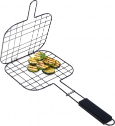 Sluitbare grillmand voor hamburgers, antiaanbaklaag, zwart 49 × 21 cm