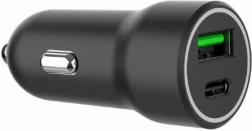 zwarte autolader USB-A/USB-C 20W PD