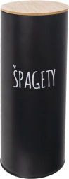 Blikken spaghettidoos met bamboe deksel, zwart, diameter 11 cm (CZ/SK)