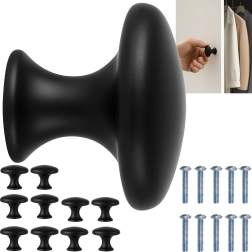 Meubelgrepen (knoppen) RUHHY zwart mat 30 mm – set van 10 stuks