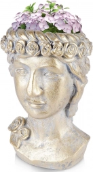 Gouden bloempot in de vorm van een Griekse kop 33 cm