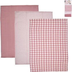 Katoenen keukendoeken Dekor roze - 3 stuks