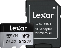 MicroSD-kaart 512 GB Silver Plus (C10, A2, U3, V30) 205/150 MB/s