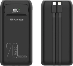 Powerbank 20000 mAh Awei P169K met snel opladen 22,5 W en LCD‑display