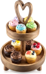 Twee-laagse houten etagère MANGO 42 cm