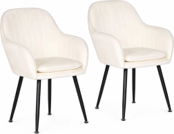 Set van 2 gestoffeerde fluwelen ModernHome-stoelen in crèmekleur