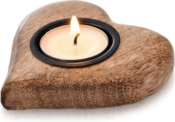 Houten theelichthouder mango 10 × 10 cm