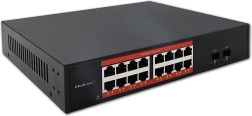 Gigabit poe-switch 16× rj45 en 2× sfp, 1000 mb/s, metalen behuizing