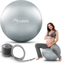 Zwangerschaps- en fitnessbal 65 cm NUKIDO met pompje, grijs