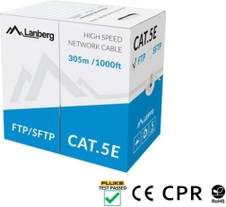 SFTP netwerkkabel cat 5e 305 m, massief koper, grijs