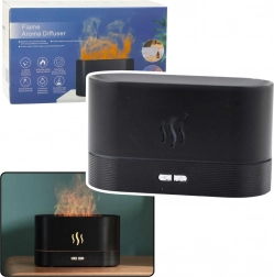 Ultrasone luchtbevochtiger met vlam-effect, zwart, 180 ml