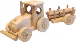 Houten tractor met aanhanger voor kinderen
