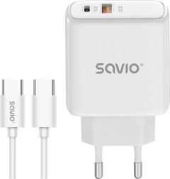 Snelladende netlader 20 W met USB‑C‑kabel – SAVIO LA‑113